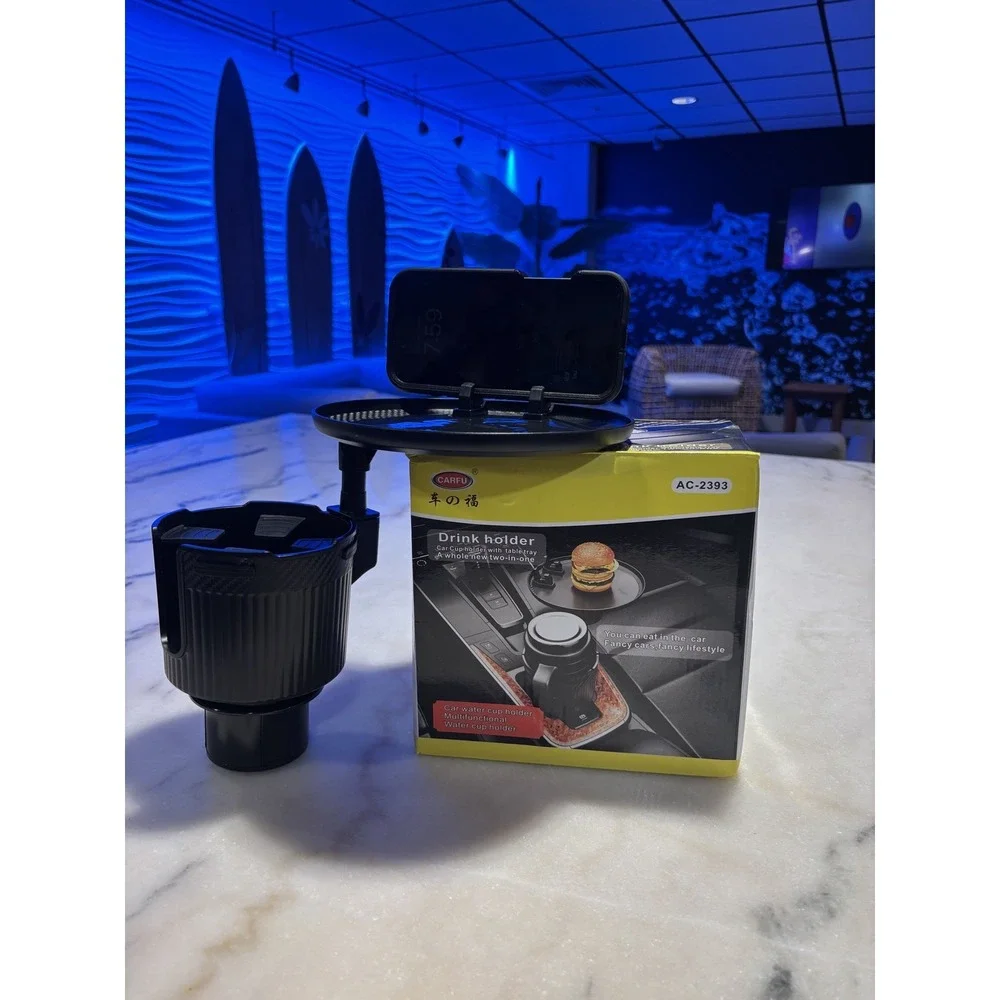 Adjustable Car Truck Cup Holder Mount with Table Tray Phone Stand Plate Organize